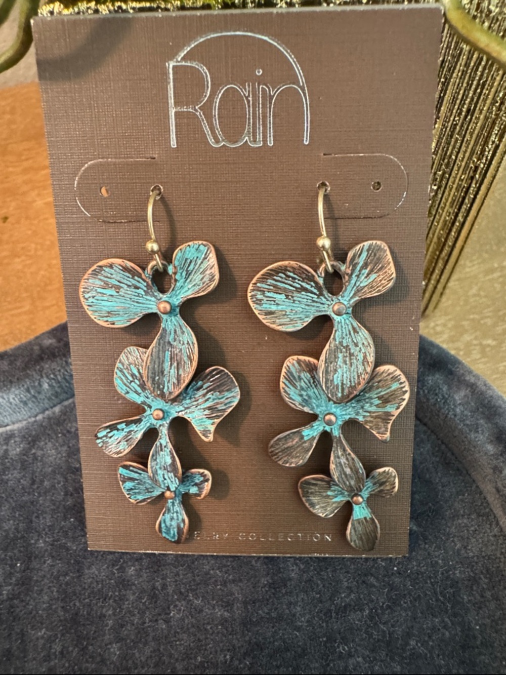 Brass with Patina Floral Earrings for Pierced ears.